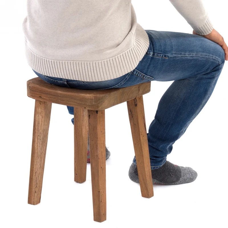 HOLZHOCKER "LUPO" | 40x30 cm (HxB), Teak / Mahagoni | Sitzhocker