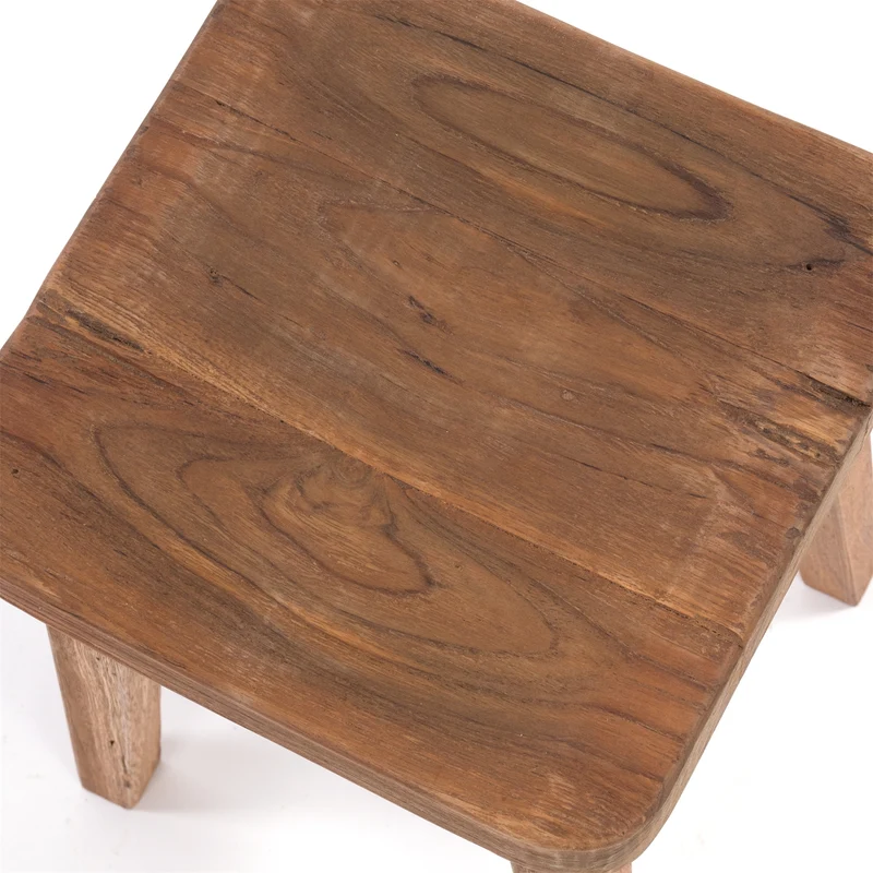 HOLZHOCKER "LUPO" | 40x30 cm (HxB), Teak / Mahagoni | Sitzhocker