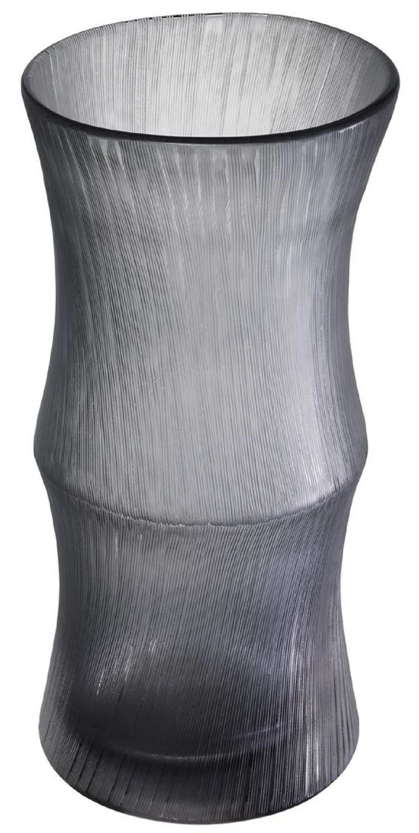 Casa Padrino Luxus Deko Glas Vase Grau Ø 18 x H. 37,5 cm - Elegante mundgeblasene Blumenvase - Deko Accessoires