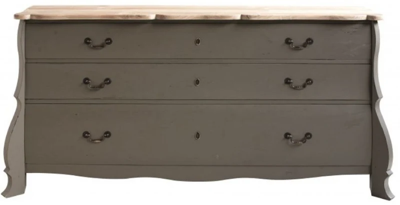 Casa Padrino Luxus Landhausstil Massivholz Kommode mit 3 Schubladen Antik Grau / Naturfarben 187 x 50 x H. 90 cm - Landhausstil Möbel - Luxus Qualität
