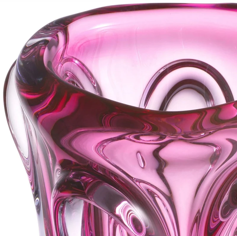 Casa Padrino Luxus Glas Vase Rosa Ø 20 x H. 31 cm - Moderne Deko Blumenvase - Deko Accessoires - Luxus Kollektion