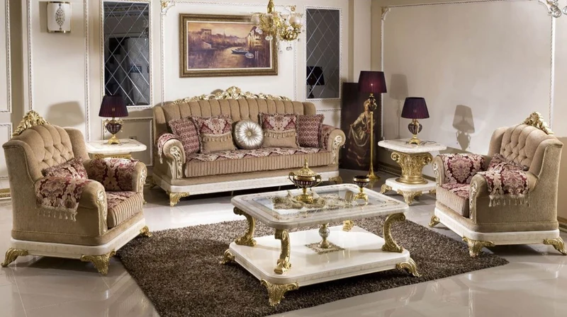 Casa Padrino Luxus Barock Couchtisch mit Glasplatte Weiß / Beige / Gold - Prunkvoller Massivholz Wohnzimmertisch im Barockstil - Barock Wohnzimmer Möbel - Edel & Prunkvoll