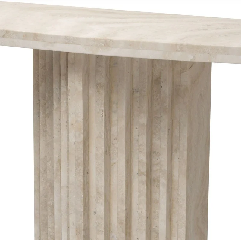 Casa Padrino Luxus Konsole Beige 121,5 x 35 x H. 75,5 cm - Rechteckiger Travertin Konsolentisch - Wohnzimmer Möbel - Hotel Möbel - Travertin Möbel - Luxus Möbel - Luxus Einrichtung