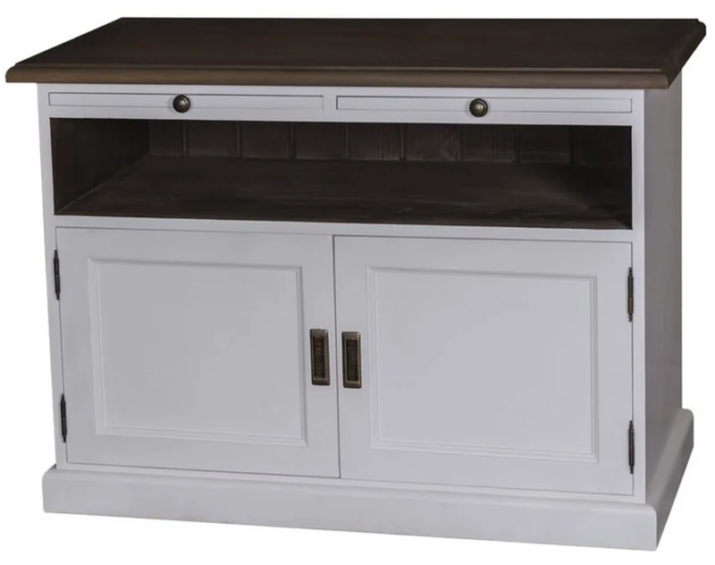 Casa Padrino Landhausstil TV Sideboard Weiß / Schwarz 180 x 46 x H. 56 cm - Wohnzimmer Fernsehschrank