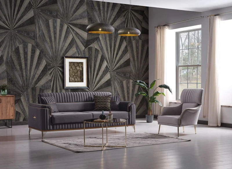 Casa Padrino Luxus Schlafsofa Dunkelgrau / Braun / Gold 228 x 94 x H. 88 cm - Wohnzimmer Sofa mit 3 Kissen - Luxus Wohnzimmer Möbel