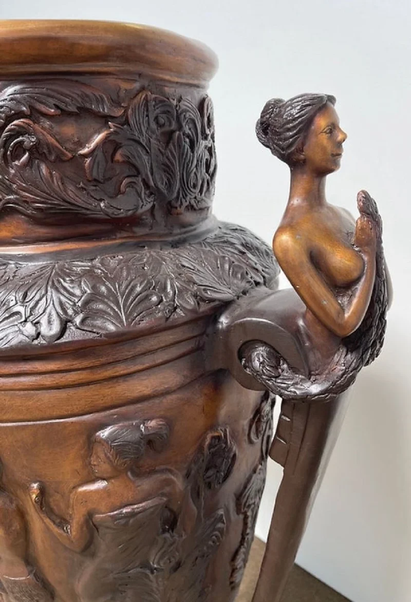 Casa Padrino Luxus Barock Bronze Deko Vase Damen 69 x 43 x H. 114 cm - Barock Pflanzkübel - Barock Blumenkübel - Edel & Prunkvoll