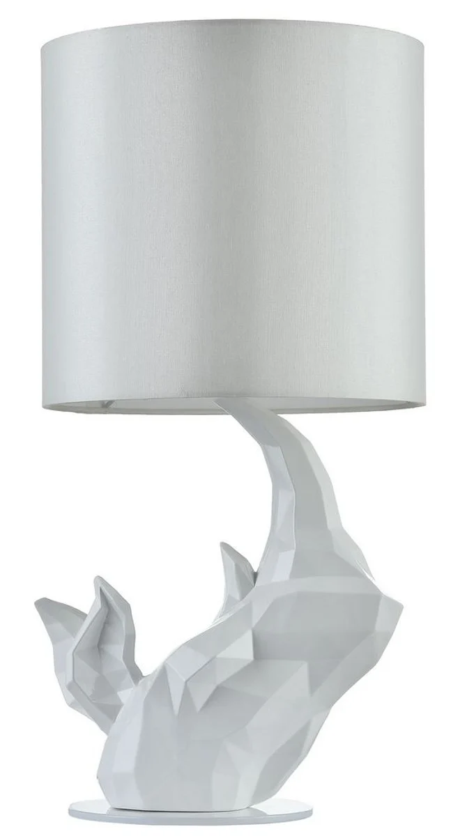 Casa Padrino Tischleuchte Weiß in exklusivem Design Ø 24 x H. 48,5 cm - Luxus Hotel & Restaurant Beleuchtung