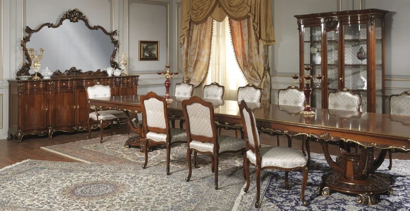 Casa Padrino Luxus Barock Möbel Set Sideboard mit Spiegel Dunkelbraun / Gold - Edler Massivholz Schrank mit Wandspiegel - Hotel Möbel - Schloss Möbel - Luxus Qualität - Made in Italy