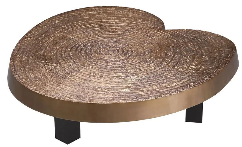 Casa Padrino Luxus Couchtisch Antik Gold / Schwarz 105 x 110 x H. 35 cm - Moderner Wohnzimmertisch mit Aluminium Tischplatte - Wohnzimmer Möbel - Luxus Möbel
