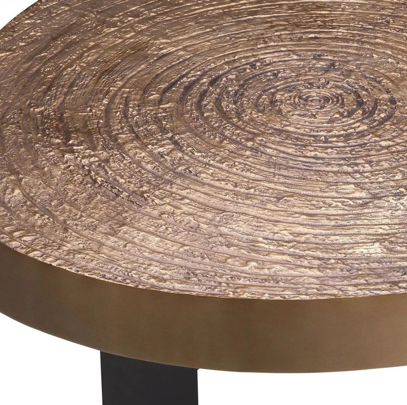 Casa Padrino Luxus Couchtisch Antik Gold / Schwarz 105 x 110 x H. 35 cm - Moderner Wohnzimmertisch mit Aluminium Tischplatte - Wohnzimmer Möbel - Luxus Möbel