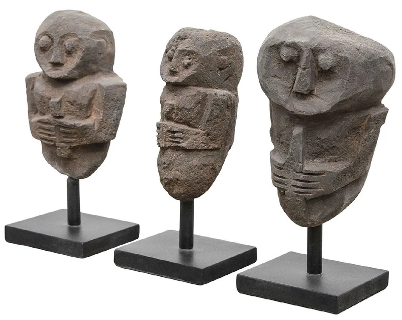 Casa Padrino Luxus Deko Antik Stil Naturstein Statuen Set - Stein Skulpturen - Stein Figuren - Schreibtisch Deko - Wohnzimmer Deko - Deko Accessoires - Luxus Möbel