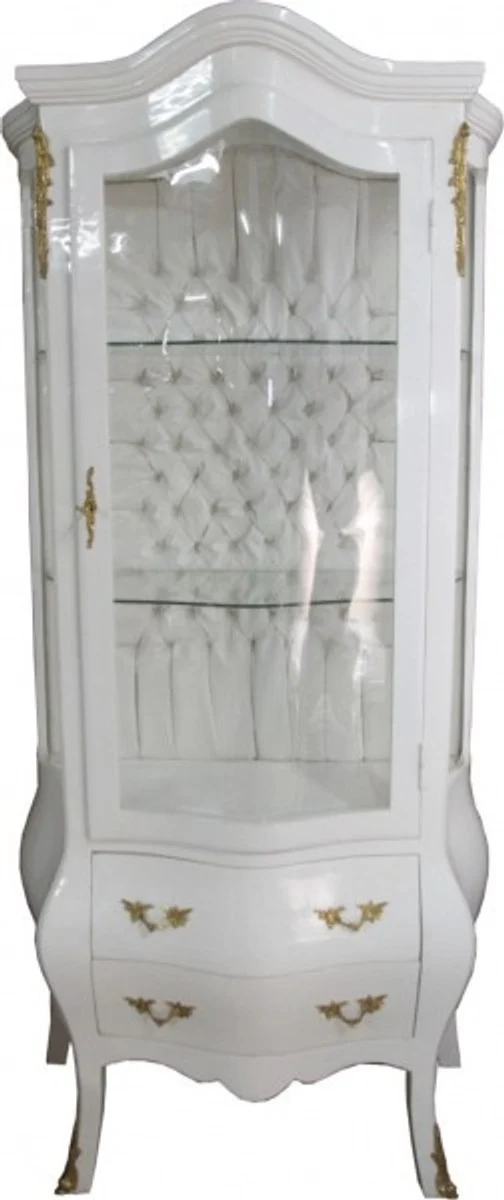 Casa Padrino Barock Glasvitrine Weiß / Gold - Vitrinen Schrank