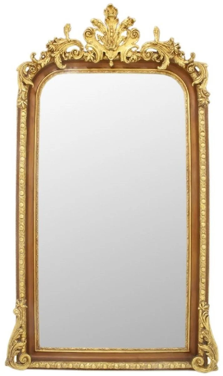 Casa Padrino Barock Spiegel Braun / Gold 85 x H. 160 cm - Prunkvoller Wandspiegel im Barockstil - Antik Stil Garderoben Spiegel - Wohnzimmer Spiegel - Barock Möbel