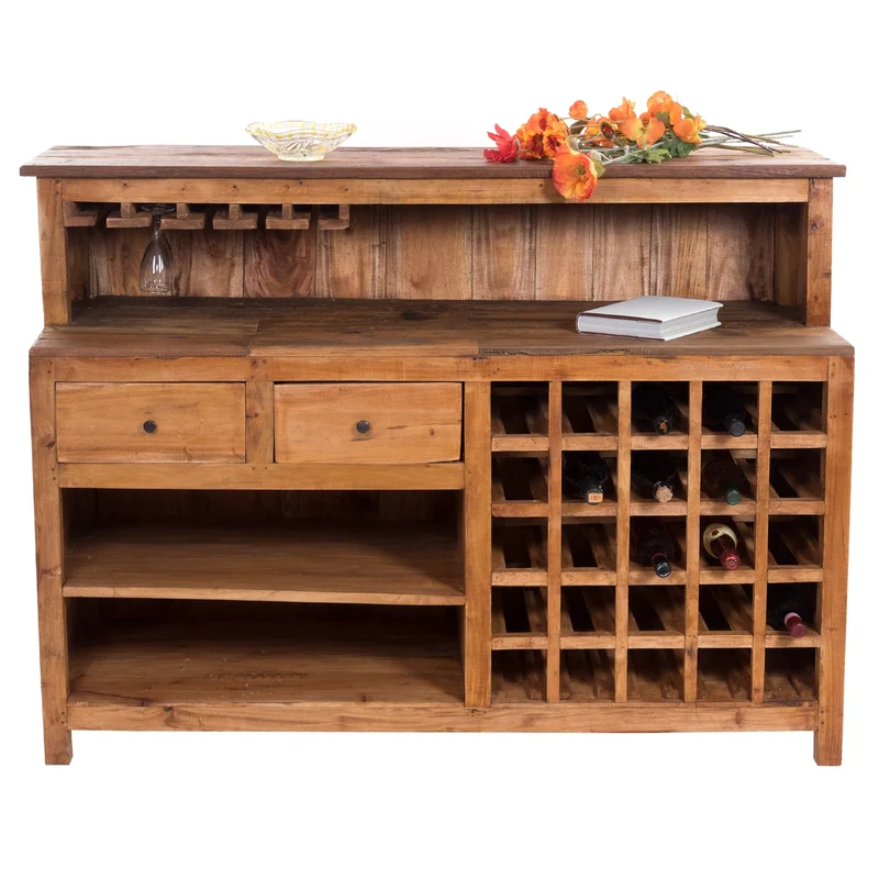 BARSCHRANK "PUREWOOD" | 150x110x55cm (BxHxT), Hausbar, Verkaufstresen | Farbe: 08 honigfarben gewachst