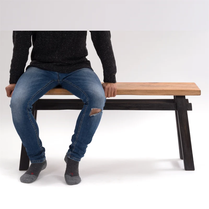 SITZBANK "EAST" | Mahagoni, 118x53x27,5cm (BxHxT) | Holzbank | Farbe: 04 schwarz-natur