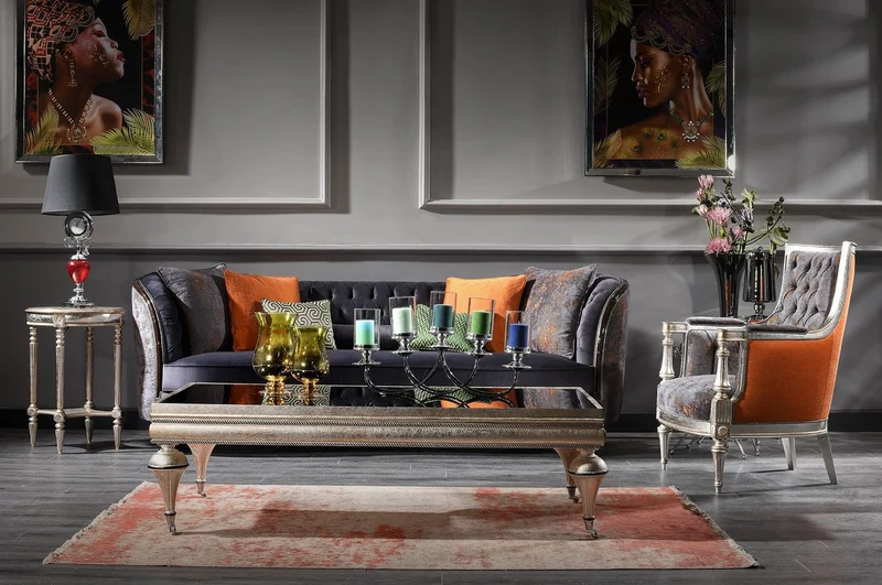 Casa Padrino Luxus Barock Sofa Lila / Braun / Silber - Handgefertigtes Wohnzimmer Sofa - Barock Wohnzimmer Möbel