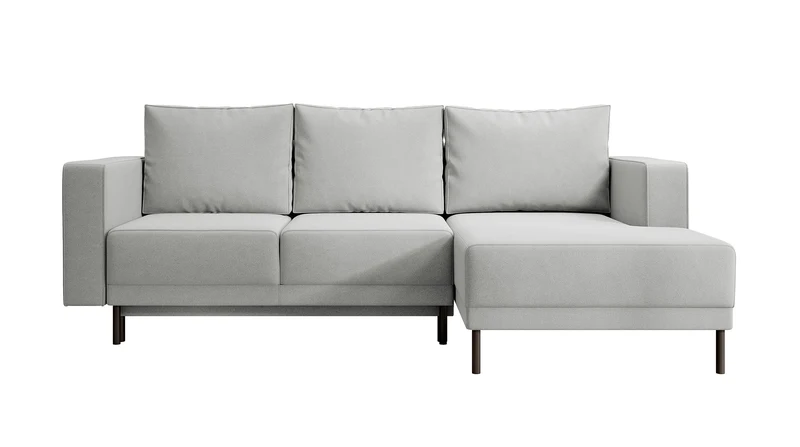Ecksofa mit Schlaffunktion Rodario Mini, L-förmig, mit Stauraum, grau, leicht zu reinigender Samt, rechtsseitig