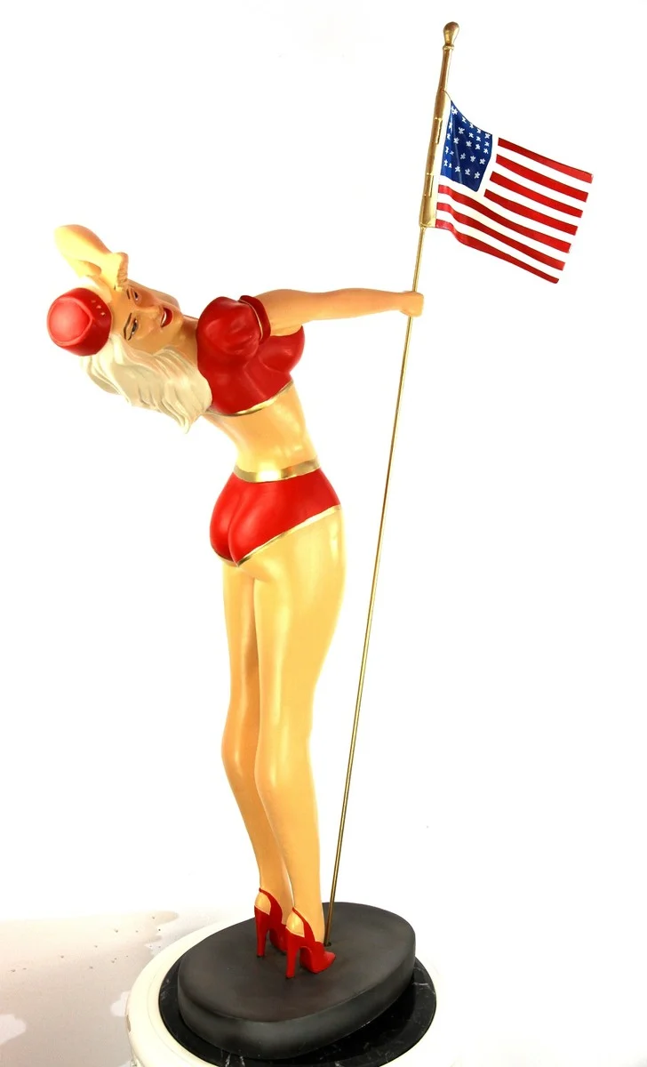Casa Padrino Dekofigur Lady USA H. 110 cm - Wetterbeständige Deko Skulptur - Wohnzimmer Deko - Garten Deko - Terrassen Deko