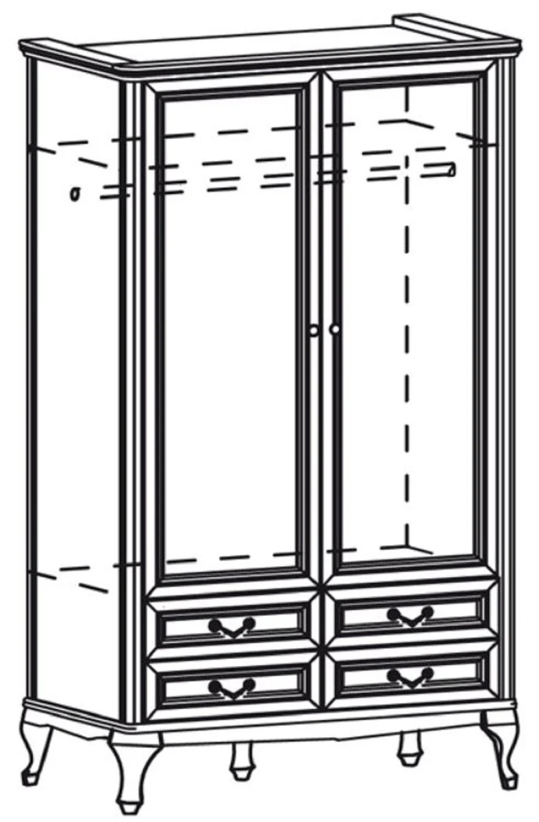 Casa Padrino Luxus Jugendstil Schlafzimmerschrank Dunkelbraun 114,5 x 60 x H. 206 cm - Massivholz Kleiderschrank mit 2 Türen und 4 Schubladen - Barock & Jugendstil Schlafzimmer Möbel