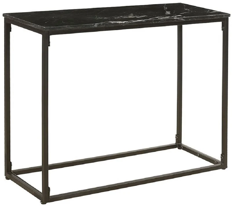 Casa Padrino Luxus Konsole Schwarz 100 x 35 x H. 75 cm - Metall Konsolentisch mit Mamorplatte - Wohnzimmer Möbel - Luxus Möbel
