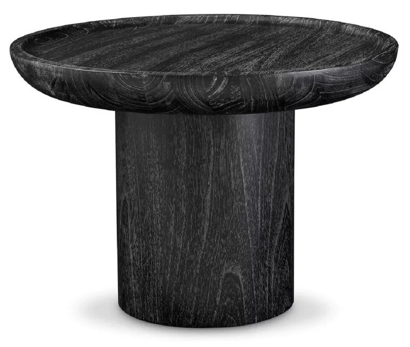Casa Padrino Luxus Beistelltisch Schwarzgrau Ø 64,5 x H. 46 cm - Runder Massivholz Tisch - Massivholz Wohnzimmer Möbel - Luxus Qualität