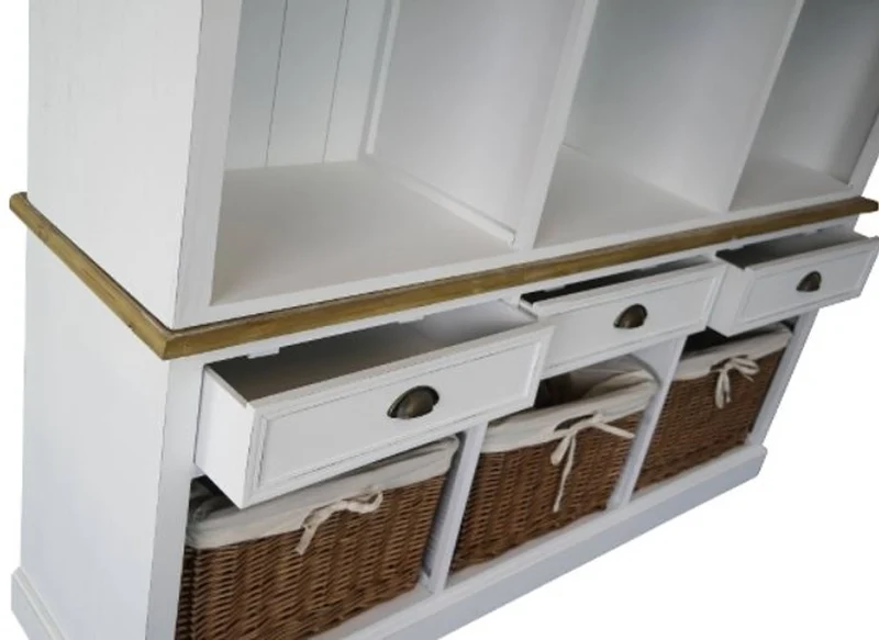Casa Padrino Landhausstil Wandschrank aus Paulownia-Holz und MDF in Antik Weiß / Braun 160 x 40 x H. 206 cm