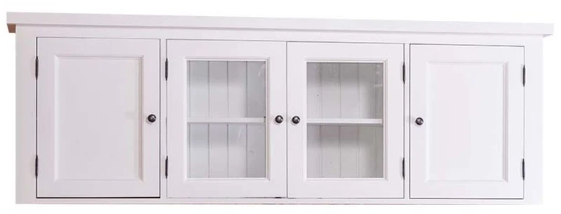 Casa Padrino Landhausstil Küchenhängeschrank / Oberschrank Weiß 192 x 31 x H. 65 cm - Küchenschrank mit 4 Türen