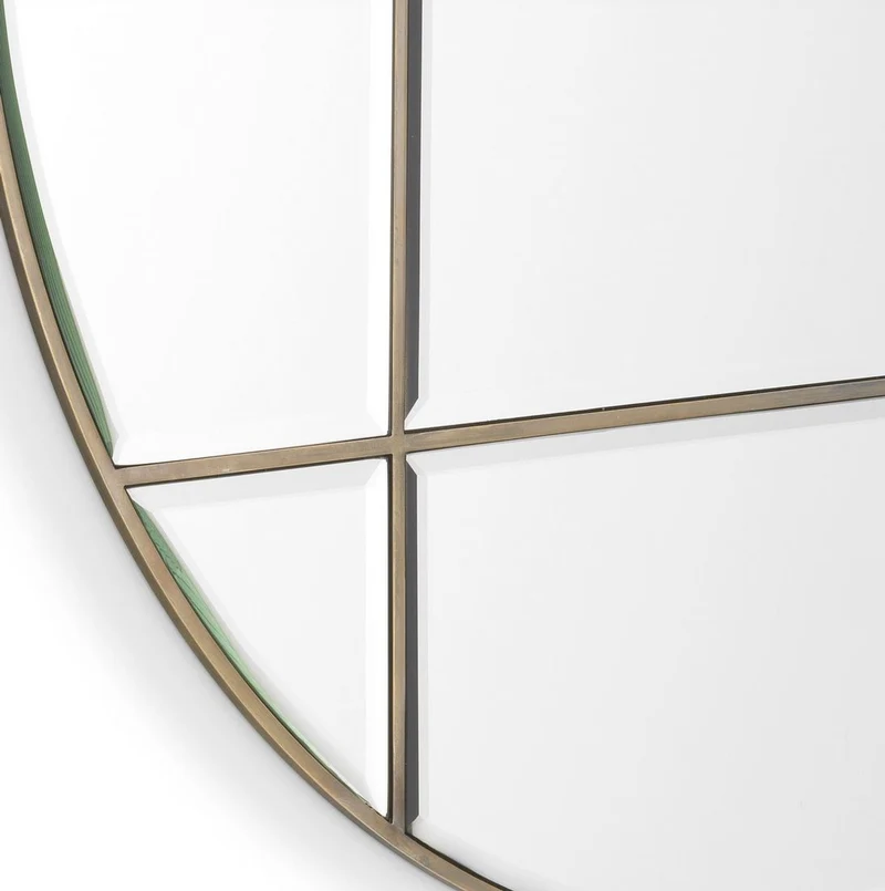 Casa Padrino Luxus Spiegel Vintage Messingfarben Ø 110 cm - Runder Wandspiegel - Wohnzimmer Spiegel - Garderoben Spiegel - Luxus Qualität