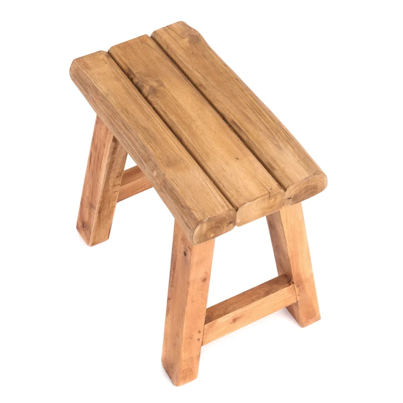 SITZHOCKER "RUSTIC" | 41x42x24cm (HxBxT), Teak | Holzhocker | Farbe: 08 honigfarben gewachst