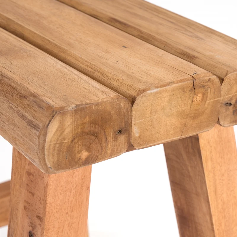 SITZHOCKER "RUSTIC" | 41x42x24cm (HxBxT), Teak | Holzhocker | Farbe: 08 honigfarben gewachst