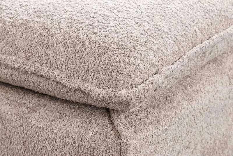 Moderner Hussenhocker PARADISO 100cm Bouclé champagner Federkern