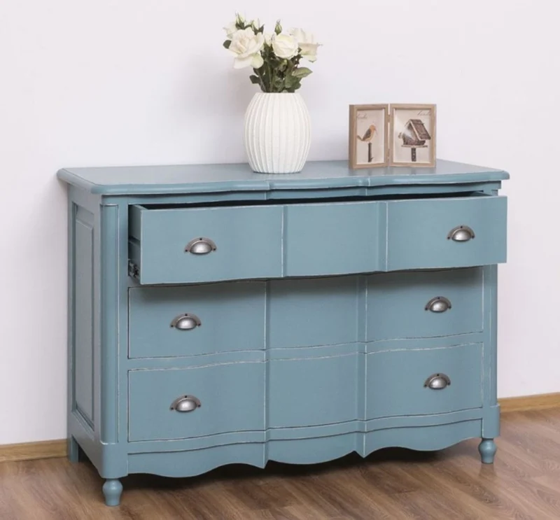 Casa Padrino Landhausstil Kommode Antik Hellblau 130 x 57 x H. 90 cm - Massivholz Schrank mit 3 Schubladen - Landhausstil Möbel