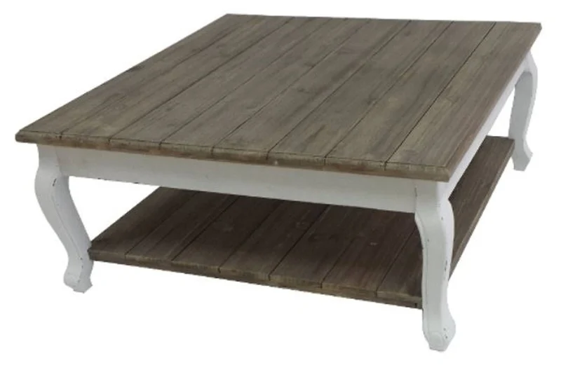 Casa Padrino Landhausstil Couchtisch, Antik Weiß & Dunkelbraun, 80 x 80 x H. 35 cm - Handgefertigtes Wohnzimmermöbel