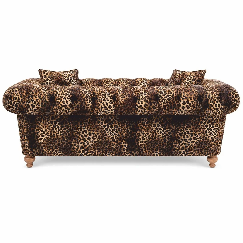 Casa Padrino Luxus Sofa mit Leoparden Muster Beige / Braun 190 cm - Wohnzimmer Sofa - Wohnzimmer Möbel - Luxus Möbel