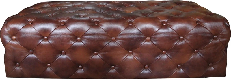 Casa Padrino Luxus Chesterfield Echtleder Fußhocker Dunkelbraun 140 x 60 x H. 42 cm - Luxus Möbel