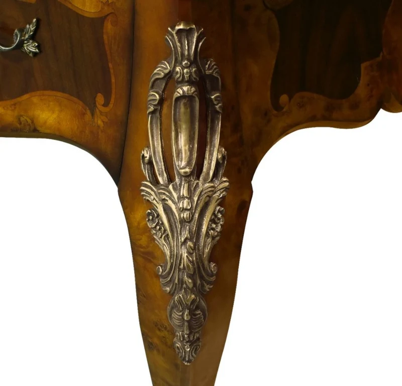 Casa Padrino Luxus Barock Schreibtisch Hellbraun / Dunkelbraun / Rot - Handgefertigter Massivholz Sekretär mit 3 Schubladen - Edle Barock Büro Möbel