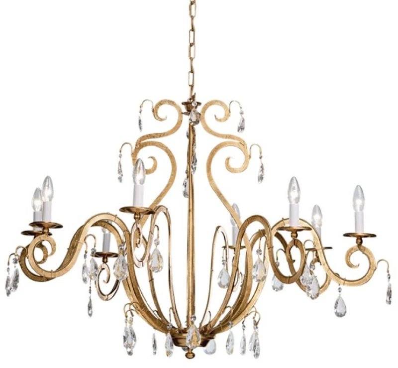 Casa Padrino Luxus Barock Kristall Kronleuchter Gold Ø 100 x H. 70 cm - Barock & Jugendstil Wohnzimmer Kronleuchter