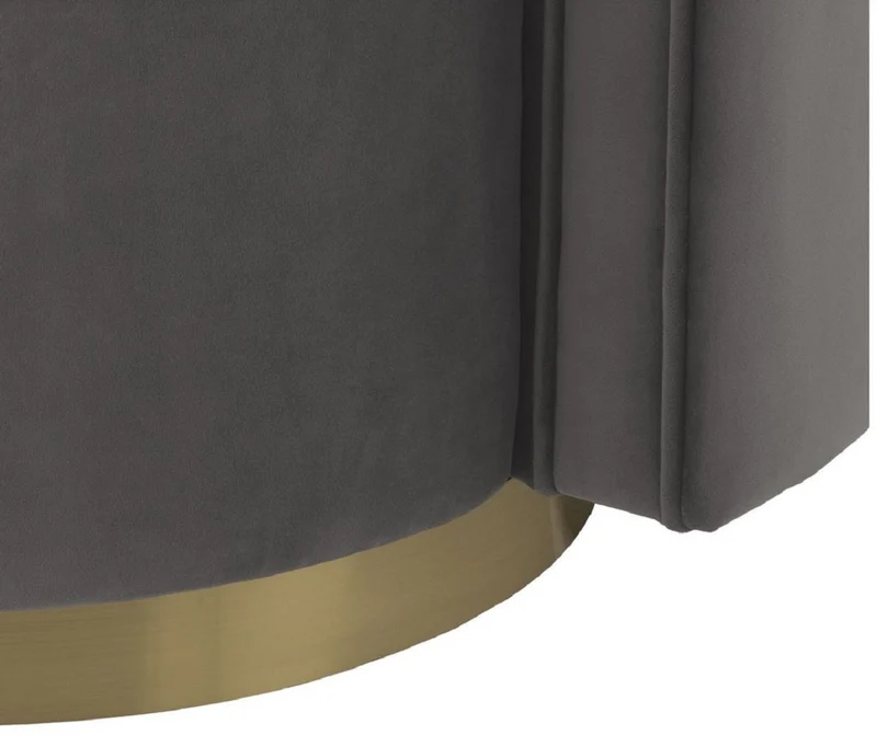 Casa Padrino Luxus Drehsessel Grau / Matt Gold 80 x 73 x H. 71,5 cm - Gepolsteter Wohnzimmer Sessel mit edlem Samtstoff - Luxus Möbel