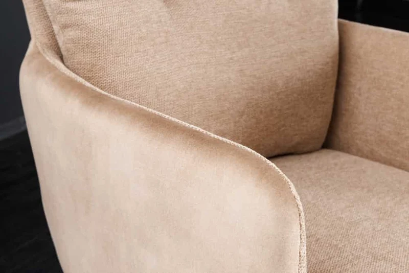 Bequemer Drehstuhl CHARLES II beige Samt Strukturstoff Federkern