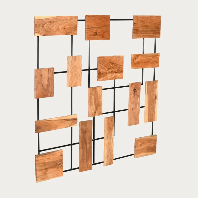 Wand-Deko-Objekt PARETO 100x100cm Unikat Akazienholz Wandbild