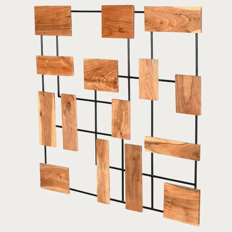 Wand-Deko-Objekt PARETO 100x100cm Unikat Akazienholz Wandbild