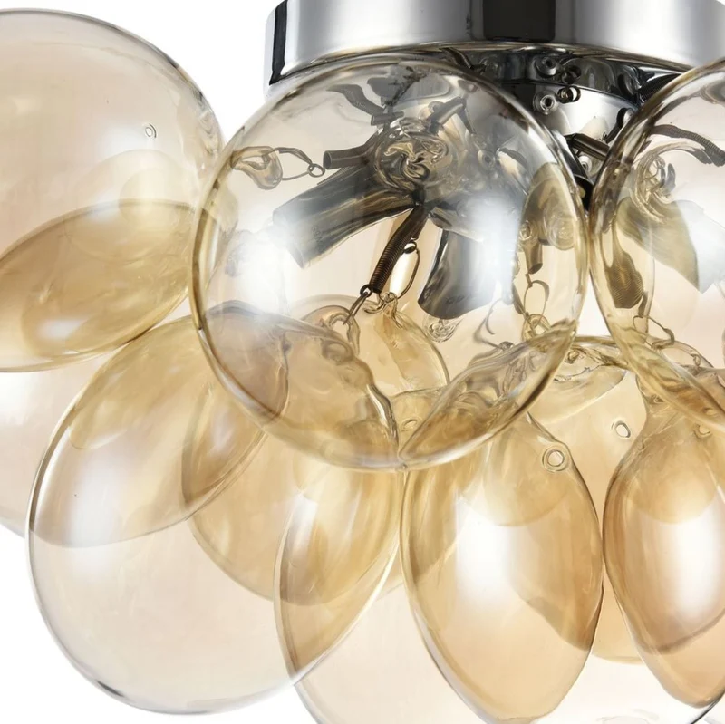 Casa Padrino Deckenleuchte Cognac / Silber 38 x 38 x H. 25 cm - Wohnzimmer Deckenlampe
