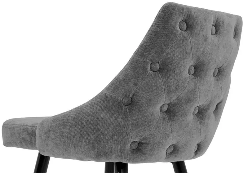 Casa Padrino Luxus Barstuhl Barhocker in Grau / Schwarz mit Messing Akzenten 47 x 52 x H. 101 cm