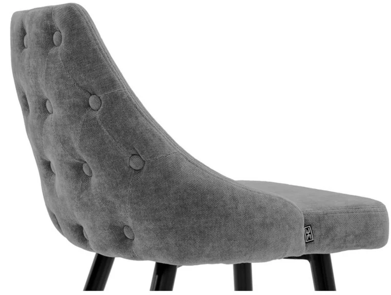 Casa Padrino Luxus Barstuhl Barhocker in Grau / Schwarz mit Messing Akzenten 47 x 52 x H. 101 cm