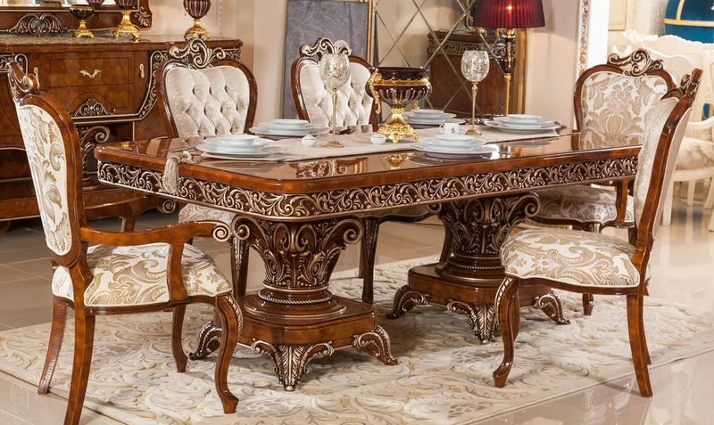Casa Padrino Luxus Barock Esstisch Braun / Bronze - Prunkvoller Massivholz Esszimmertisch im Barockstil - Barock Esszimmer Möbel - Luxus Esszimmer Möbel im Barockstil - Edel & Prunkvoll