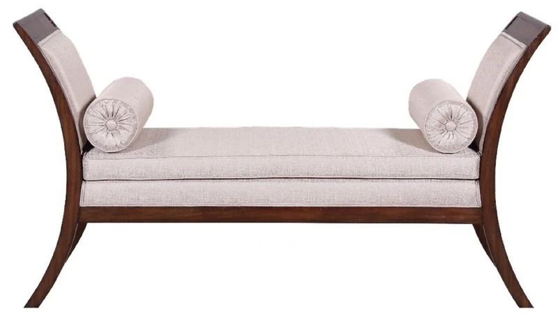 Casa Padrino Luxus Art Deco Sitzbank Silber / Dunkelbraun - Handgefertigte Massivholz Bank - Art Deco Wohnzimmer Möbel