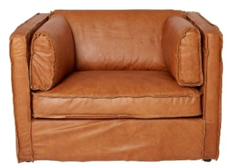 Casa Padrino Luxus Ledersessel im englischen Stil, Rindsleder in Braun, 106 x 99 x H. 73 cm