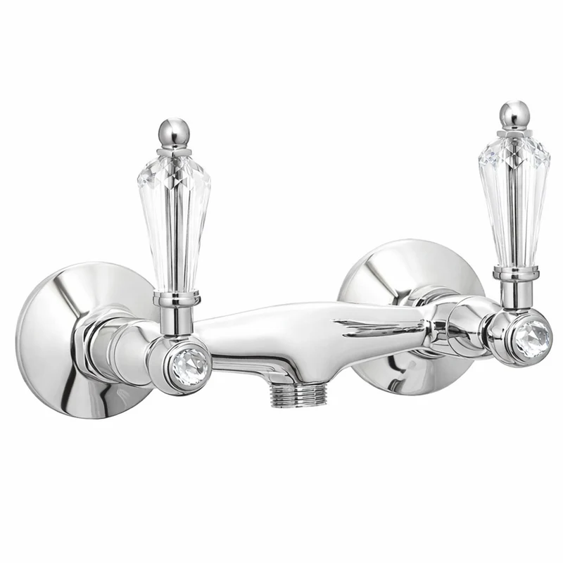 Casa Padrino Luxus Jugendstil Aufputz- Brausebatterie mit Kristallglas Silber - Made in Italy