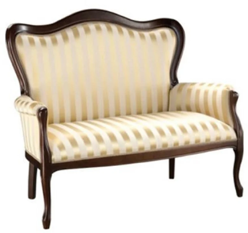 Casa Padrino Luxus Barock Sofa mit Streifen Gold / Dunkelbraun 124 x 74 x H. 107 cm - Gestreiftes Wohnzimmer Sofa im Barockstil - Barock Wohnzimmer Möbel