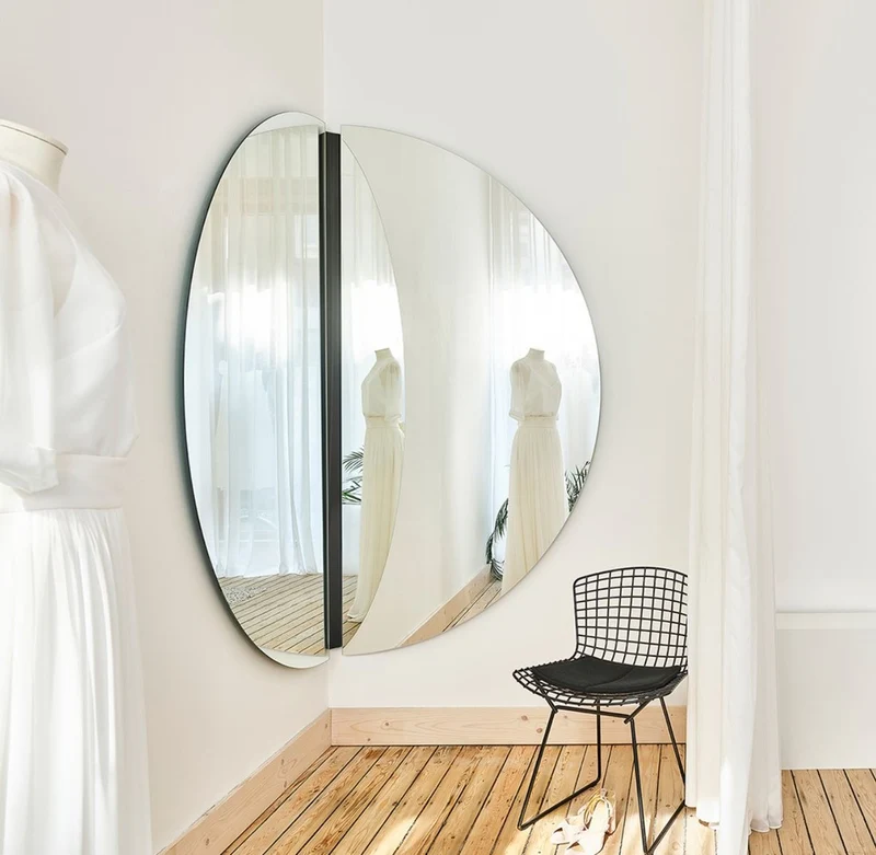Casa Padrino Luxus Eckspiegel Schwarz 150 x 3,5 x H. 150 cm - Eck Wandspiegel - Hotel Spiegel - Boutique Spiegel - Luxus Qualität